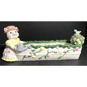 Vintage ceramic cracker holder, kitsch Pig serving dish